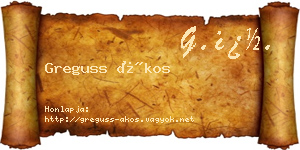 Greguss Ákos névjegykártya