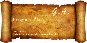 Greguss Ákos névjegykártya